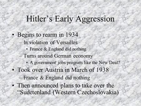 Hitler’s Early Aggression