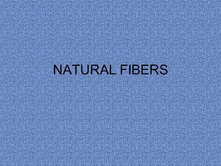 NATURAL FIBERS. NATURAL FIBERS come from plant or animal sources Plant: cotton, flax, ramie cellulose – fiber substance in the plant Animal: wool, silk,