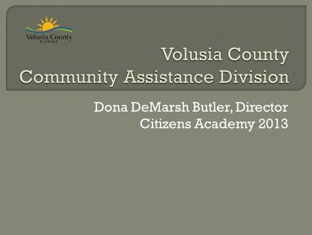 Dona DeMarsh Butler, Director Citizens Academy 2013.