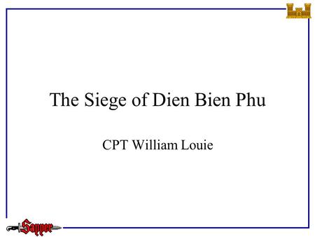 The Siege of Dien Bien Phu CPT William Louie. Outline References Geography Background Action Summary Questions.