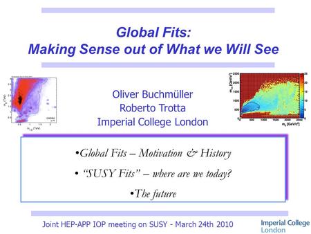 Global Fits: Making Sense out of What we Will See Global Fits – Motivation & History “SUSY Fits” – where are we today? The future Global Fits – Motivation.