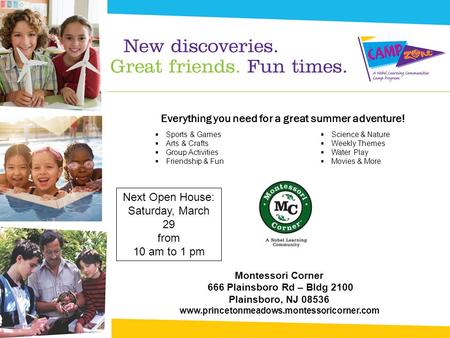 Everything you need for a great summer adventure!  Sports & Games  Arts & Crafts  Group Activities  Friendship & Fun  Science & Nature  Weekly Themes.