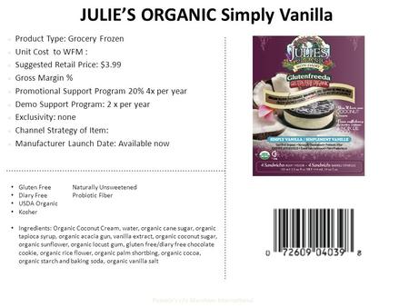 JULIE’S ORGANIC Simply Vanilla