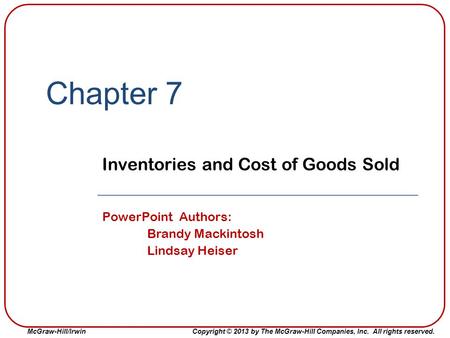 Inventories and Cost of Goods Sold