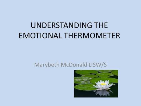 UNDERSTANDING THE EMOTIONAL THERMOMETER Marybeth McDonald LISW/S.