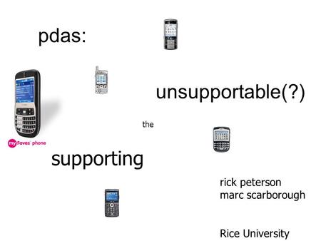 Pdas: rick peterson marc scarborough Rice University unsupportable(?) supporting the.
