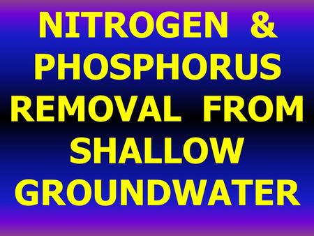 NITROGEN & PHOSPHORUS REMOVAL FROM SHALLOW GROUNDWATER.