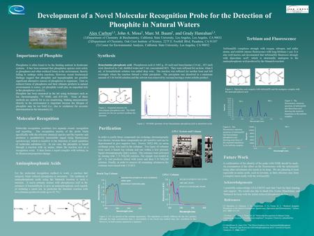 Development of a Novel Molecular Recognition Probe for the Detection of Phosphite in Natural Waters Alex Carlton 1,3, John A. Moss 2, Marc M. Baum 2, and.
