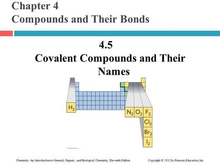 Chapter 4 Compounds and Their Bonds 4.5 Covalent Compounds and Their Names 1 Chemistry: An Introduction to General, Organic, and Biological Chemistry,