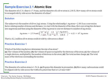 Sample Exercise 2.1 Atomic Size