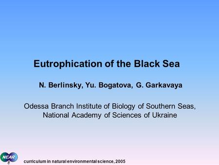 Eutrophication of the Black Sea