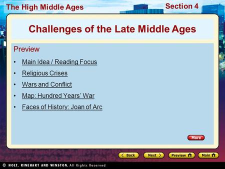 Challenges of the Late Middle Ages
