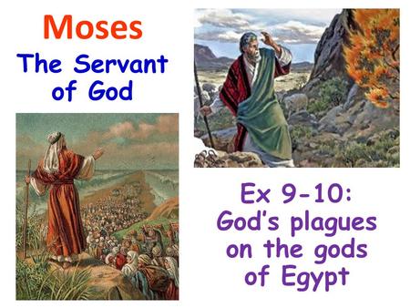 Moses The Servant of God Ex 9-10: God’s plagues on the gods of Egypt.