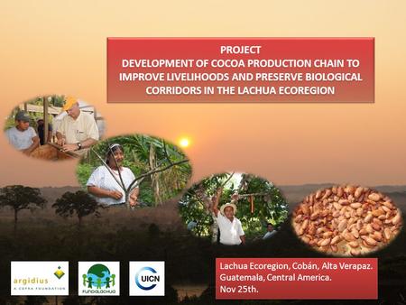 PROJECT DEVELOPMENT OF COCOA PRODUCTION CHAIN TO IMPROVE LIVELIHOODS AND PRESERVE BIOLOGICAL CORRIDORS IN THE LACHUA ECOREGION Lachua Ecoregion, Cobán,