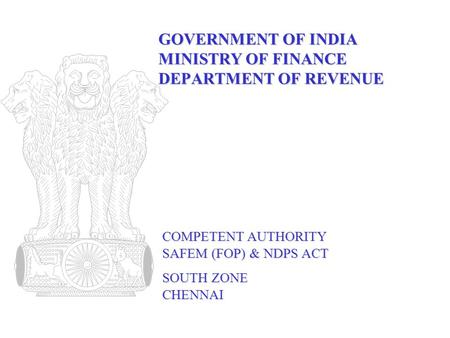 GOVERNMENT OF INDIA MINISTRY OF FINANCE DEPARTMENT OF REVENUE
