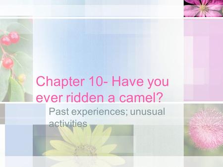 Chapter 10- Have you ever ridden a camel?