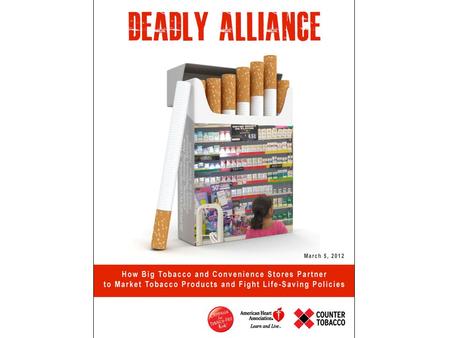 Tobacco Companies Spend Billions of Dollars Each Year in Stores to: Promote and advertise tobacco products heavily Place products prominently Price products.