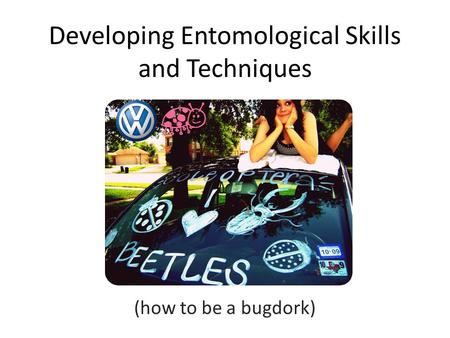 Developing Entomological Skills and Techniques (how to be a bugdork)