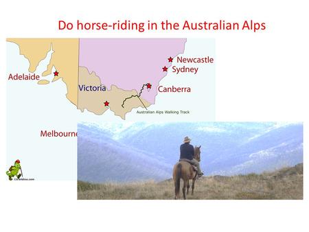 Do horse-riding in the Australian Alps. Do snorkelling with whale sharks.