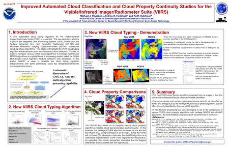 Improved Automated Cloud Classification and Cloud Property Continuity Studies for the Visible/Infrared Imager/Radiometer Suite (VIIRS) Michael J. Pavolonis.