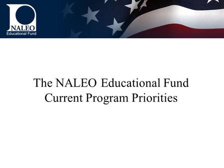 The NALEO Educational Fund Current Program Priorities.
