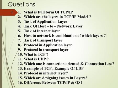 Questions What is Full form Of TCP/IP