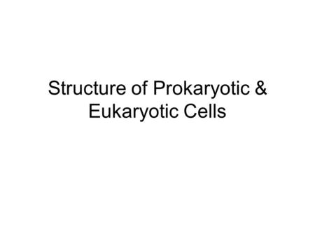 Structure of Prokaryotic & Eukaryotic Cells. Review of Prokaryotic & Eukaryotic Cells Nucleus vs nucleoid DNA : circular vs linear, presence of histones.