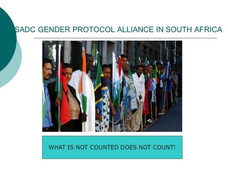SADC GENDER PROTOCOL ALLIANCE IN SOUTH AFRICA WHAT IS NOT COUNTED DOES NOT COUNT!