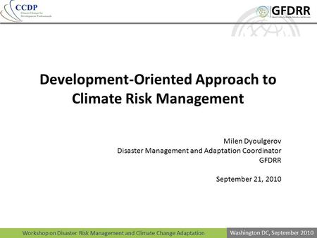 Development-Oriented Approach to Climate Risk Management