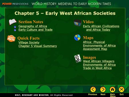 Chapter 5 – Early West African Societies