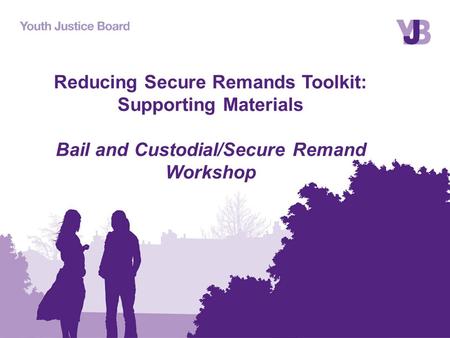 Reducing Secure Remands Toolkit: Supporting Materials Bail and Custodial/Secure Remand Workshop.