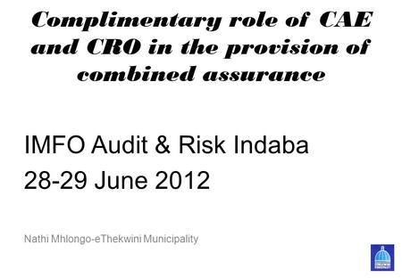 IMFO Audit & Risk Indaba June 2012