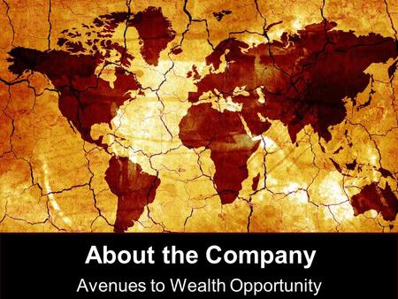 About the Company Avenues to Wealth Opportunity. International Directors.