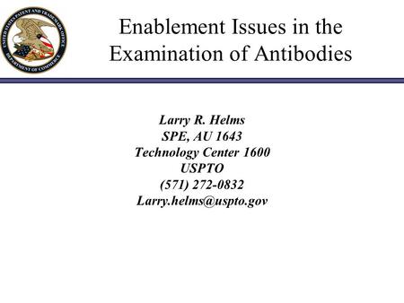 Enablement Issues in the Examination of Antibodies