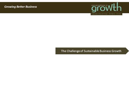 Growing Better Business The Challenge of Sustainable Business Growth.