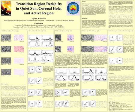 Transition Region Redshifts in Quiet Sun, Coronal Hole, and Active Region Ingolf E. Dammasch Solar Influences Data Analysis Center, Royal Observatory of.