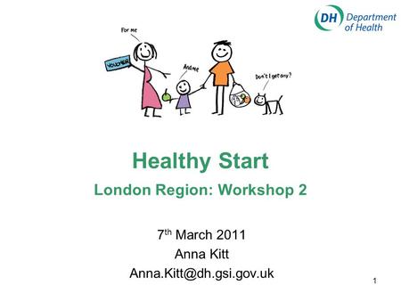 1 Healthy Start London Region: Workshop 2 7 th March 2011 Anna Kitt