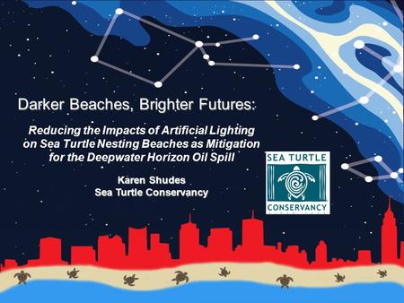 Darker Beaches, Brighter Futures: Reducing the Impacts of Artificial Lighting on Sea Turtle Nesting Beaches as Mitigation for the Deepwater Horizon Oil.