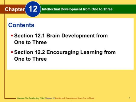 12 Contents Chapter Section 12.1 Brain Development from One to Three