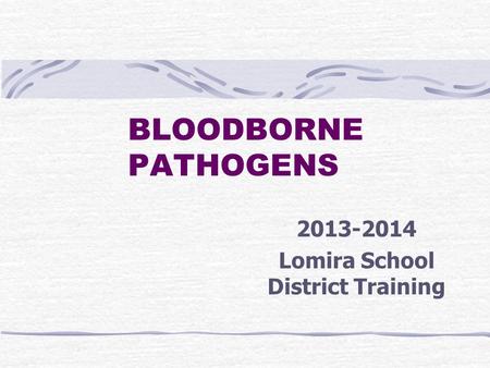 BLOODBORNE PATHOGENS 2013-2014 Lomira School District Training.