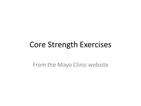 Core Strength Exercises