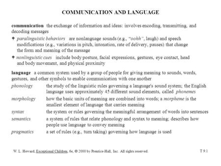 COMMUNICATION AND LANGUAGE