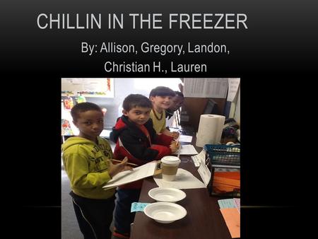 CHILLIN IN THE FREEZER By: Allison, Gregory, Landon, Christian H., Lauren.