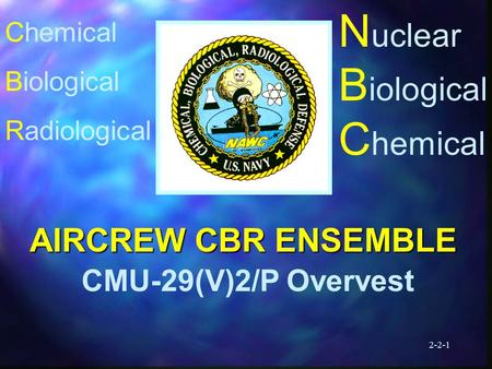 2-2-1 N uclear B iological C hemical AIRCREW CBR ENSEMBLE AIRCREW CBR ENSEMBLE CMU-29(V)2/P Overvest Chemical Biological Radiological.