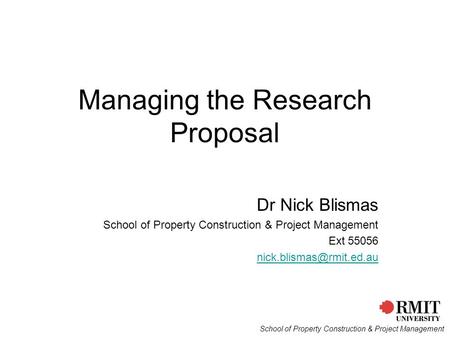Managing the Research Proposal