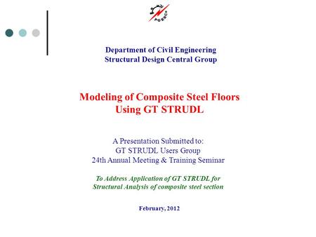 Modeling of Composite Steel Floors Using GT STRUDL