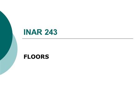 INAR 243 FLOORS.  Structural element  Proper ground for functions.