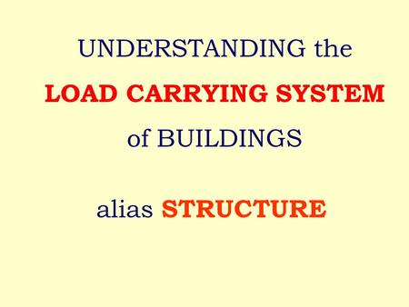Alias STRUCTURE UNDERSTANDING the LOAD CARRYING SYSTEM of BUILDINGS.