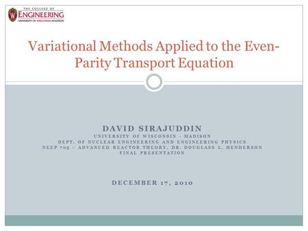 Variational Methods Applied to the Even-Parity Transport Equation
