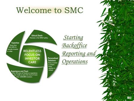 Welcome to SMC Starting Backoffice Reporting and Operations 2.